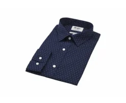 Camisa Azul marino con motivo coñac Léonce-Bexley Best