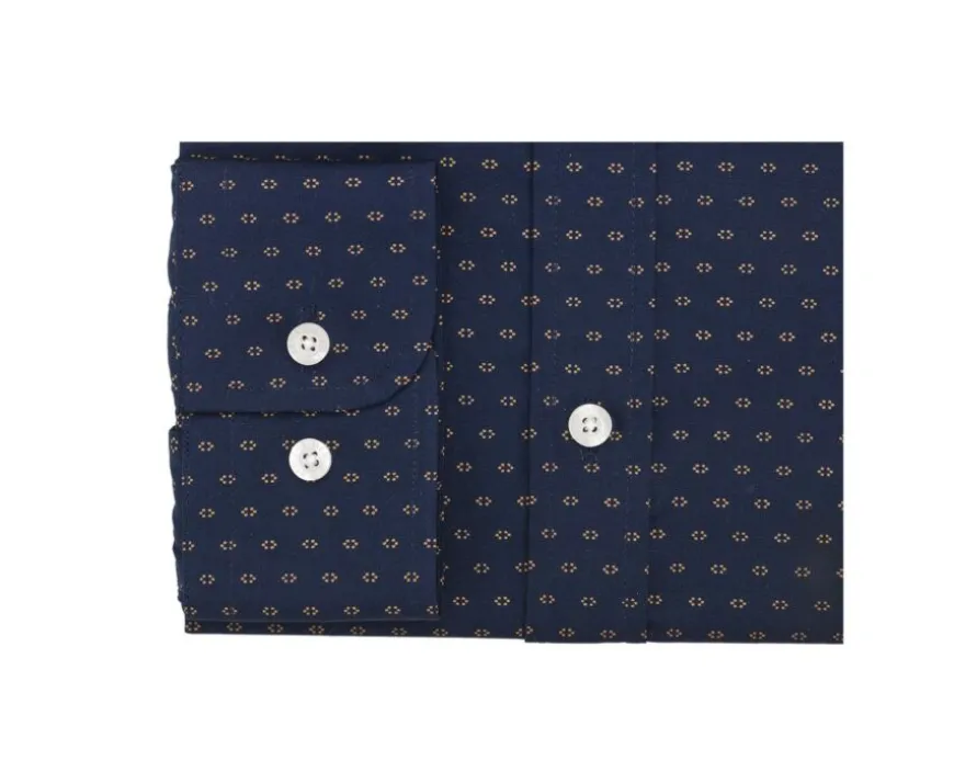 Camisa Azul marino con motivo coñac Léonce-Bexley Best