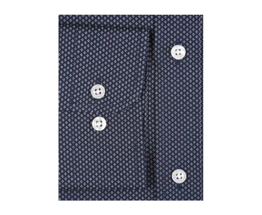 Camisa Azul marino estampada con motivos beis - Cuello francés Alphonse-Bexley Cheap