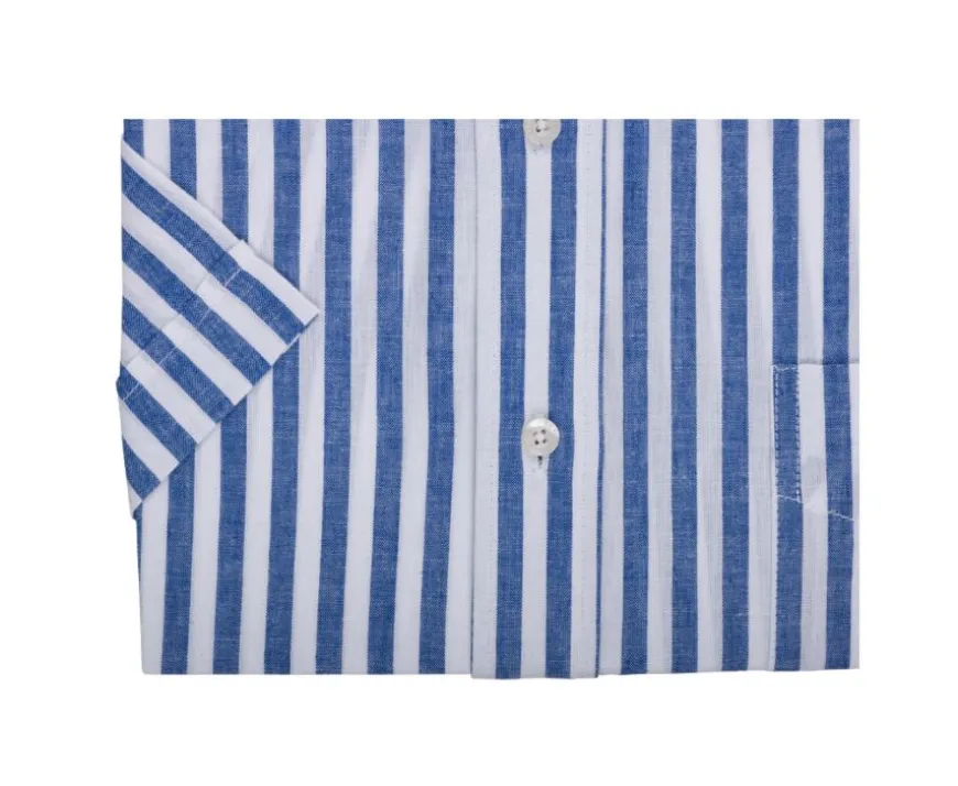 Camisa Azul océano con rayas blancas Salvien Mc-Bexley Online