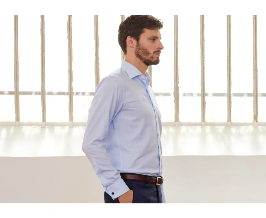 Camisa Azul pálido con gemelos Paolo-Bexley Flash Sale