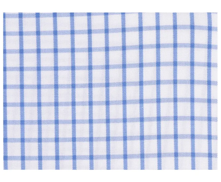 Camisa blanca con cuadros azules - Cuello americano Grayson-Bexley Clearance