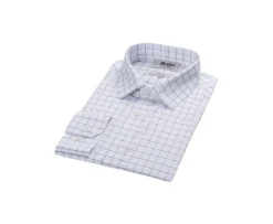 Camisa blanca con cuadros azules - Cuello francés Sergius-Bexley Cheap