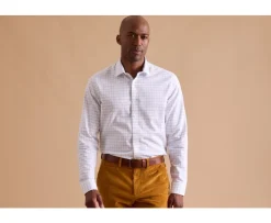 Camisa blanca con cuadros verdes - Cuello francés Sergius-Bexley Best