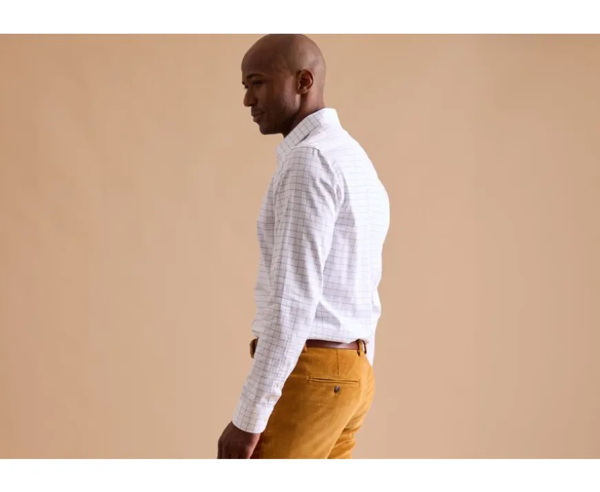 Camisa blanca con cuadros verdes - Cuello francés Sergius-Bexley Best