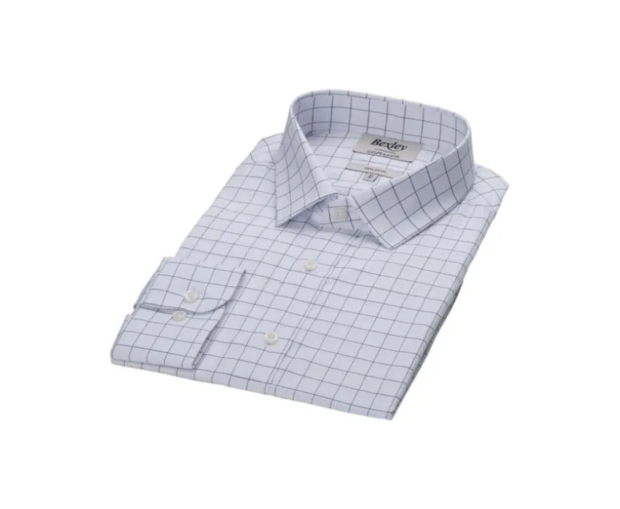 Camisa blanca con cuadros verdes - Cuello francés Sergius-Bexley Best