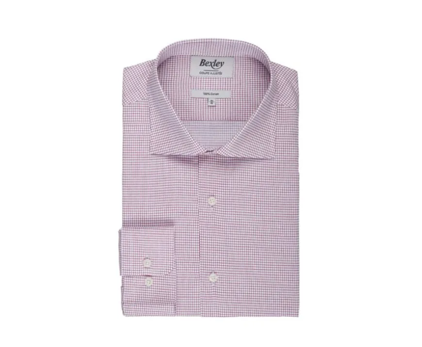 Camisa blanca con pequeños cuadros rojos Salvatore-Bexley Cheap