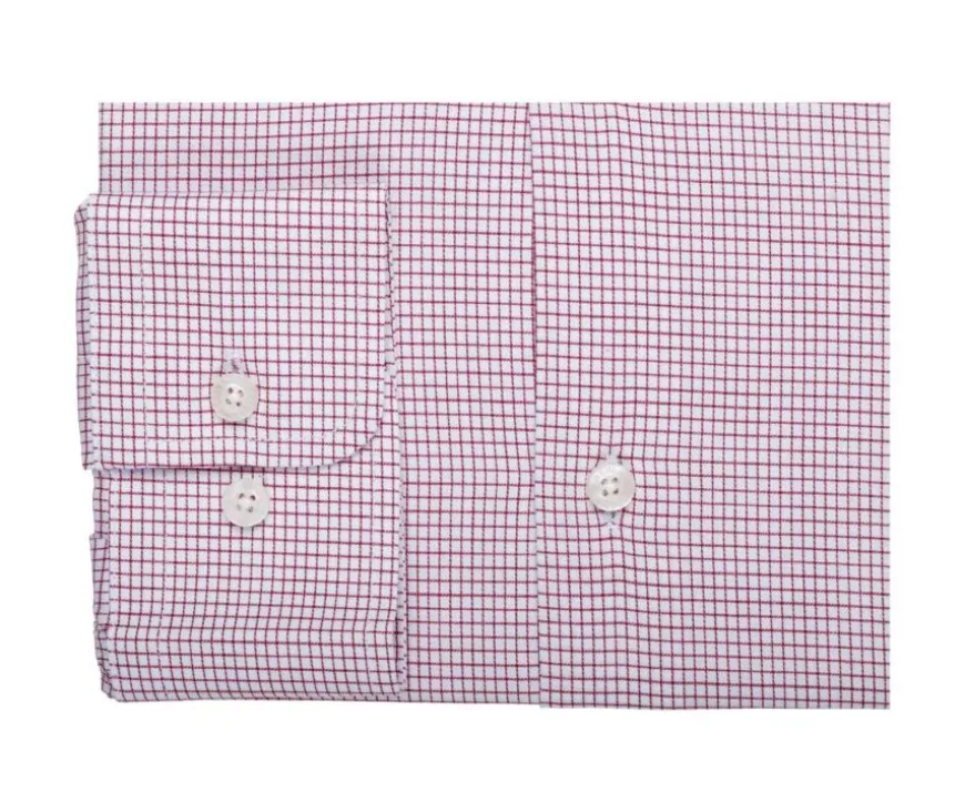 Camisa blanca con pequeños cuadros rojos Salvatore-Bexley Cheap
