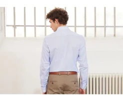 Camisa blanca con pequeños cuadros azules Salvatore-Bexley Store