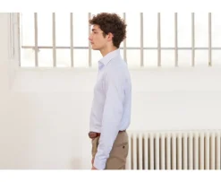 Camisa blanca con pequeños cuadros azules Salvatore-Bexley Store