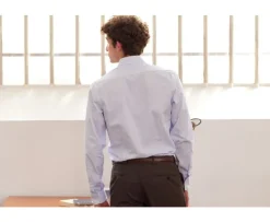 Camisa blanca con rayas Azul Claro Geoffroy-Bexley Flash Sale