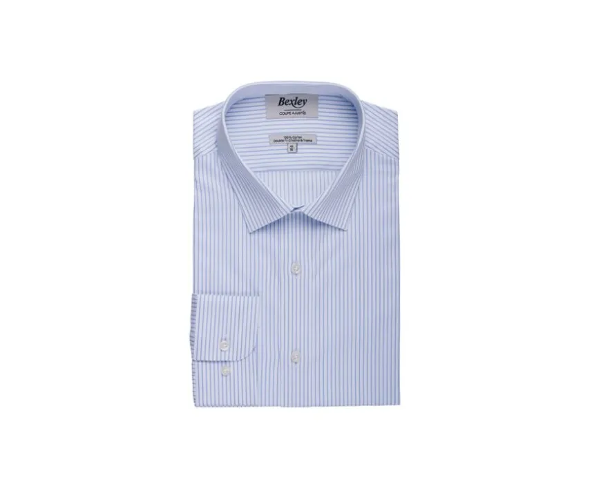 Camisa blanca con rayas Azul Claro Geoffroy-Bexley Flash Sale