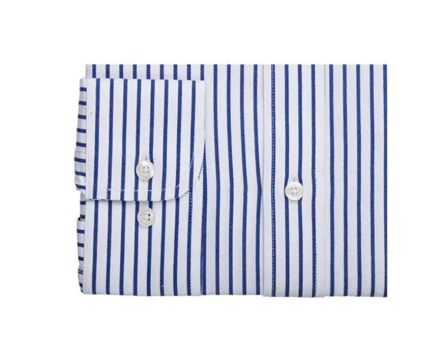 Camisa blanca con rayas azules Léonel-Bexley Clearance