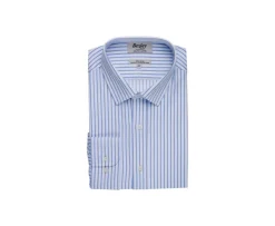 Camisa blanca con rayas azules claro Léonel-Bexley Clearance