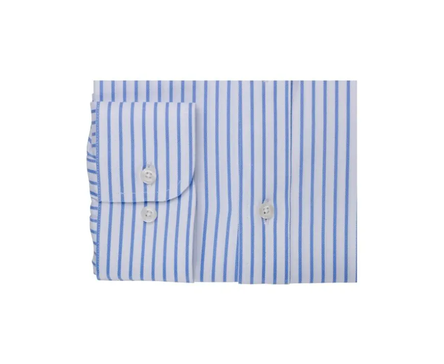 Camisa blanca con rayas azules claro Léonel-Bexley Clearance