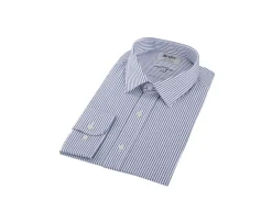 Camisa blanca con rayas azules oscuras Geoffroy-Bexley Fashion