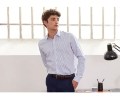 Camisa blanca con rayas azules Léonel-Bexley Flash Sale