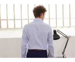 Camisa blanca con rayas azules Léonel-Bexley Flash Sale