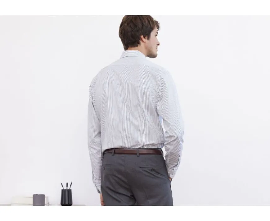 Camisa blanca con rayas Verde oscuros Geoffroy-Bexley Shop