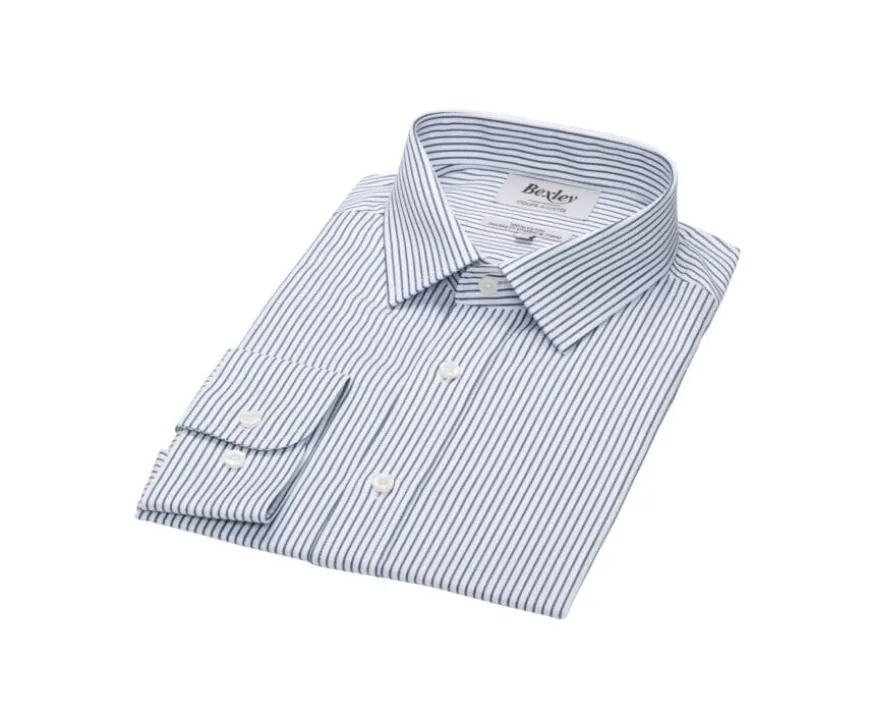 Camisa blanca con rayas Verde oscuros Geoffroy-Bexley Shop