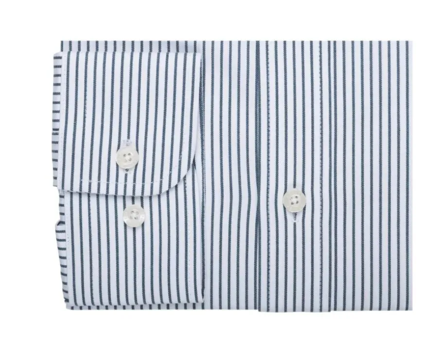 Camisa blanca con rayas Verde oscuros Geoffroy-Bexley Shop