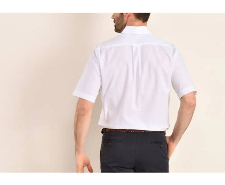 Camisa blanca de algodón y lino - Bolsillo en el pecho Colten Mc-Bexley Fashion