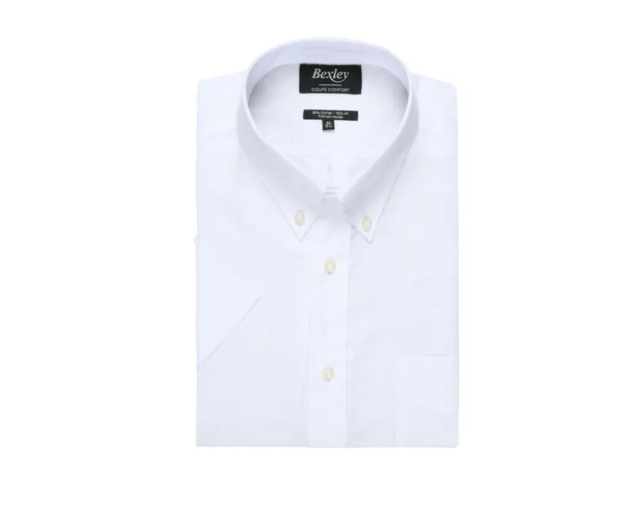 Camisa blanca de algodón y lino - Bolsillo en el pecho Colten Mc-Bexley Fashion