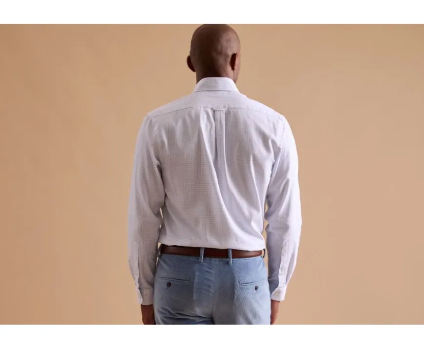 Camisa blanca de hombre con cuadros azules Dallen-Bexley Outlet