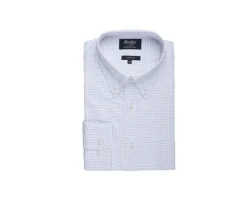 Camisa blanca de hombre con cuadros azules Dallen-Bexley Outlet