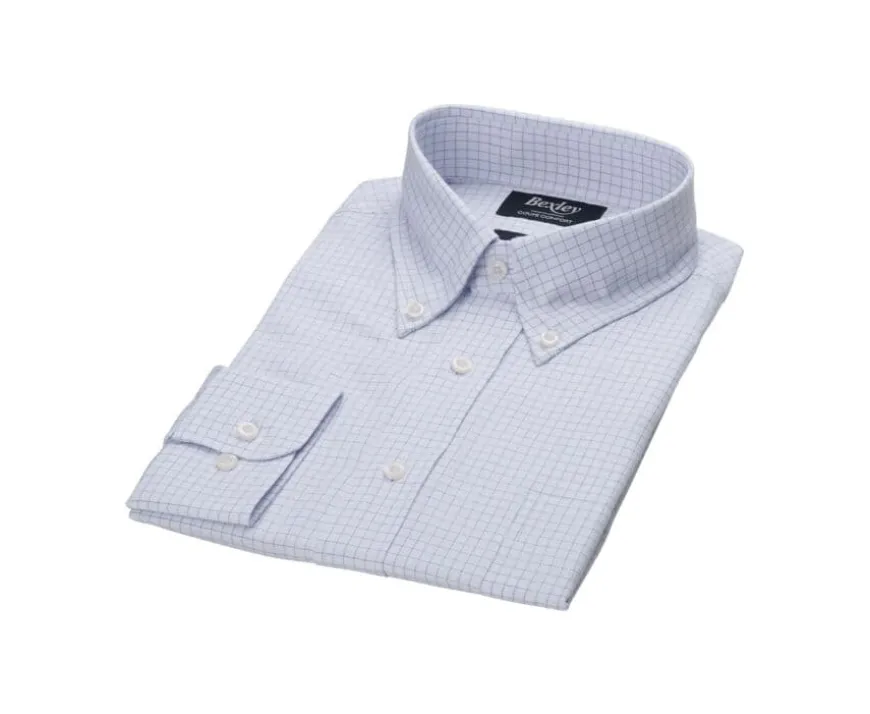 Camisa blanca de hombre con cuadros azules Dallen-Bexley Outlet