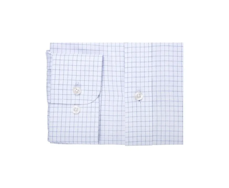 Camisa blanca de hombre con cuadros azules Dallen-Bexley Outlet