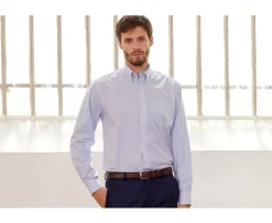 Camisa blanca de rayas azules con bolsillo en el pecho Broderick-Bexley New