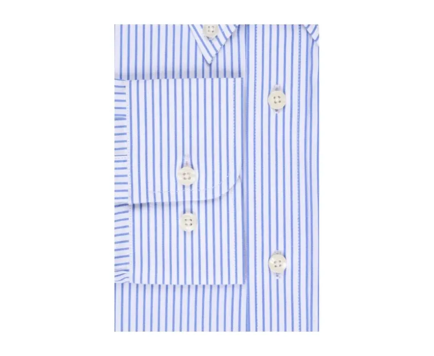 Camisa blanca de rayas azules con bolsillo en el pecho Broderick-Bexley New