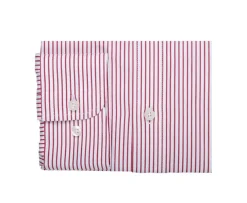 Camisa blanca de rayas rojos con bolsillo en el pecho Broderick-Bexley Discount