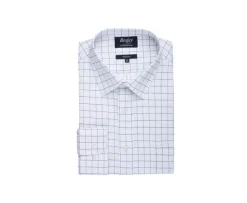 Camisa blanca de sarga con cuadros azules Irmond-Bexley New