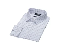 Camisa blanca de sarga con cuadros azules Irmond-Bexley New