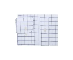 Camisa blanca de sarga con cuadros azules Irmond-Bexley New