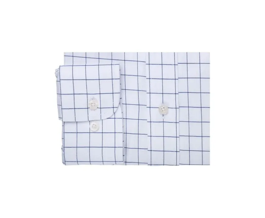 Camisa blanca de sarga con cuadros azules Irmond-Bexley New