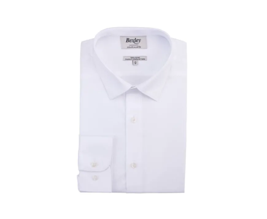 Camisa blanca de sarga de algodón - Cuello francés Caubert-Bexley Best Sale