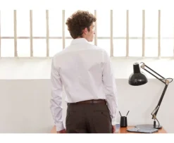 Camisa blanca de sarga de algodón de doble hilo Giorgio-Bexley New