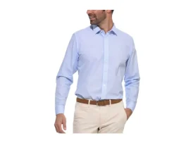 Camisa blanca estampada con motivos azules - Cuello francés Oscar-Bexley Best