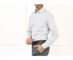 Camisa blanca estampada con motivos azules - Cuello francés Beranger-Bexley Sale