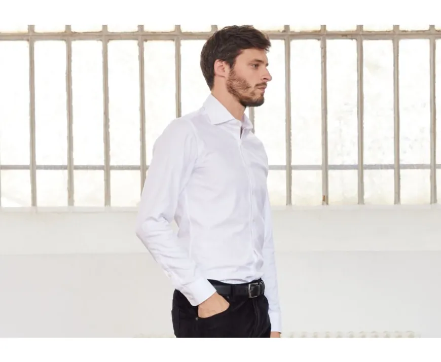 Camisa blanca Oxford lisa de doble hilo Ottavio-Bexley Best Sale