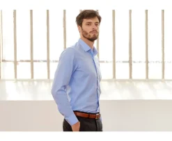 Camisa Celeste 100% algodón - Cuello francés Maxime Classic-Bexley Hot