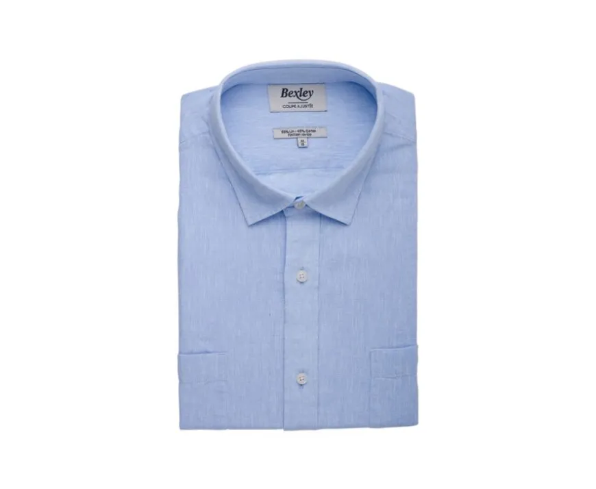 Camisa Chambray Azul Claro de algodón y lino Siphérin-Bexley Online