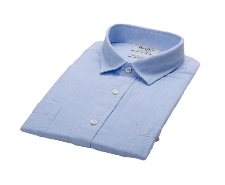 Camisa Chambray Azul Claro de algodón y lino Siphérin-Bexley Online