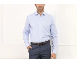 Camisa con finas rayas azules - Cuello francés Aubertin Classic-Bexley Flash Sale
