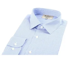 Camisa con finas rayas azules - Cuello francés Aubertin Classic-Bexley Flash Sale