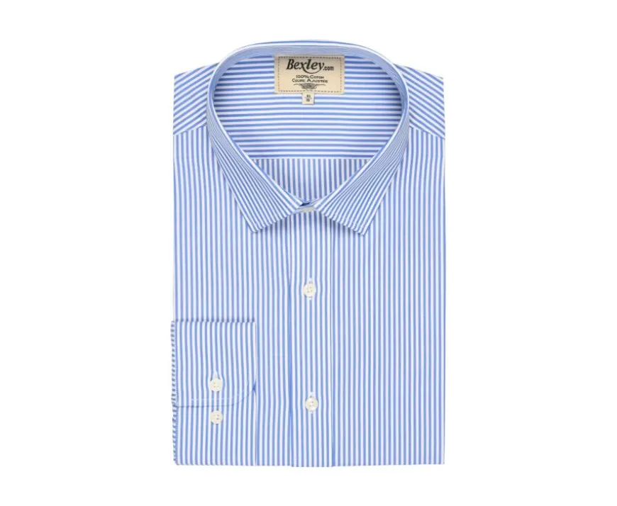 Camisa de algodón a rayas azules y blancas Maximilien-Bexley New