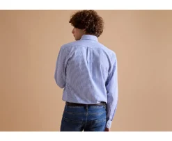 Camisa de algodón a rayas azules - Cuello americano Marlon-Bexley Sale